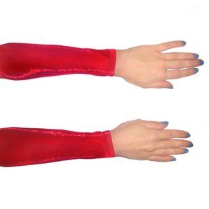 Sleeves for belly dance costume. Sparkly, red. Size S